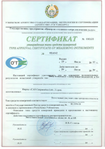 Сертификат утверждения типа средств измерений весов напольных